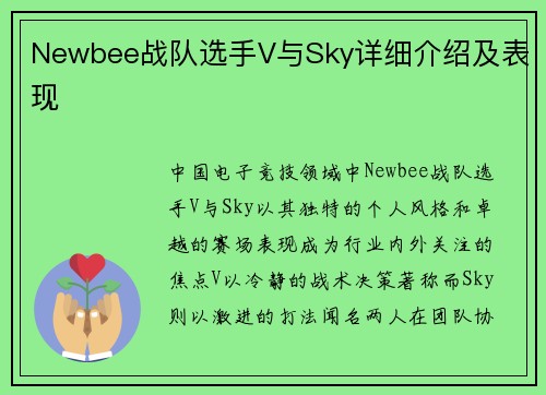 Newbee战队选手V与Sky详细介绍及表现